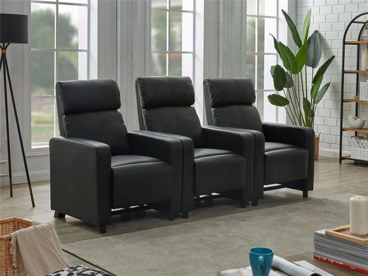 Toohey Upholstered Tufted Recliner Living Room Set Black (600181-S3B)