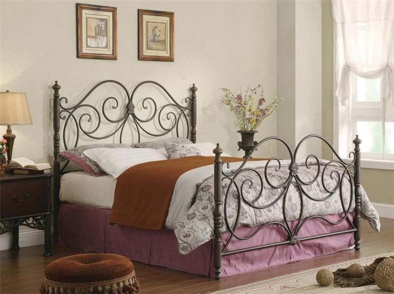 London Eastern King Metal Scroll Bed Dark Bronze (300258KE)