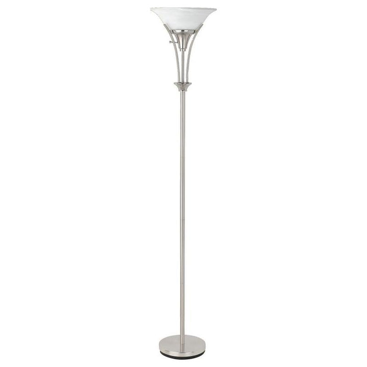 Archie Floor Lamp with Frosted Ribbed Shade Brushed Steel (901193)