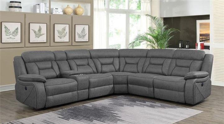 Higgins 4-piece Upholstered Power Sectional Grey (600370)