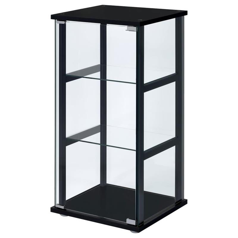 Cyclamen 3-shelf Glass Curio Cabinet Black and Clear (950179)