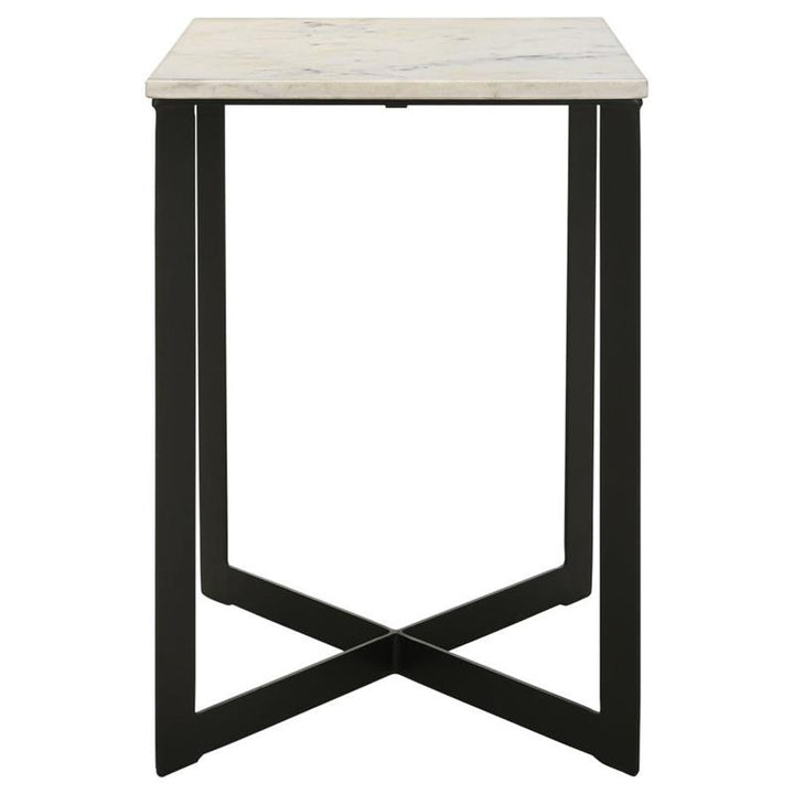 Tobin Square Marble Top End Table White and Black (707697)