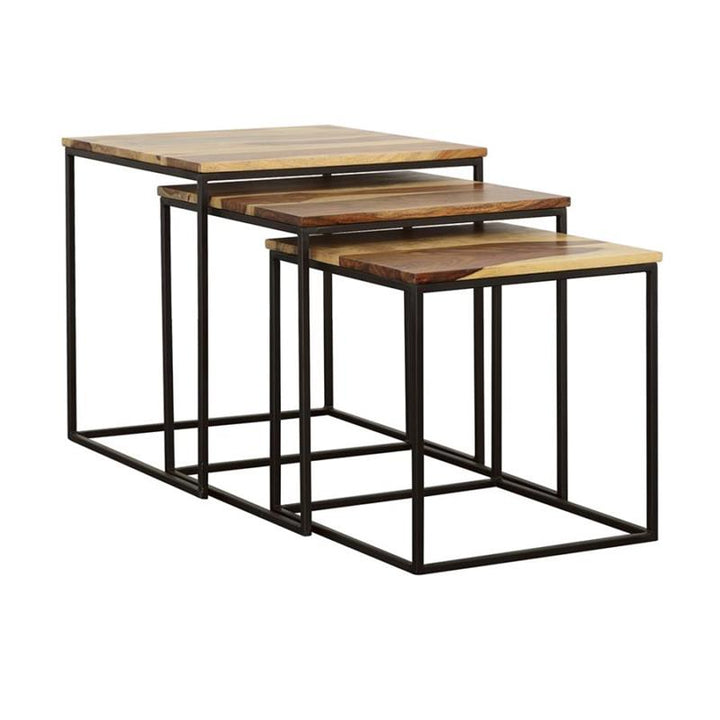 Belcourt 3-piece Square Nesting Tables Natural and Black (931182)