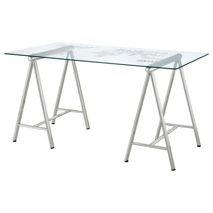 Patton World Map Writing Desk Nickel and Printed Clear (801504)