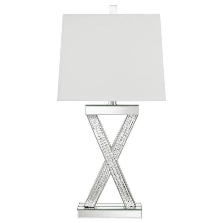 Dominick Table Lamp with Rectange Shade White and Mirror (923289)