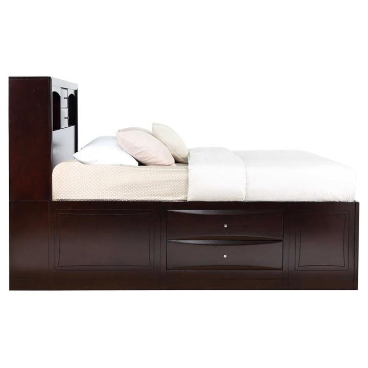 Phoenix Bedroom Set with Bookcase Headboard Deep Cappuccino (200409KW-S4)