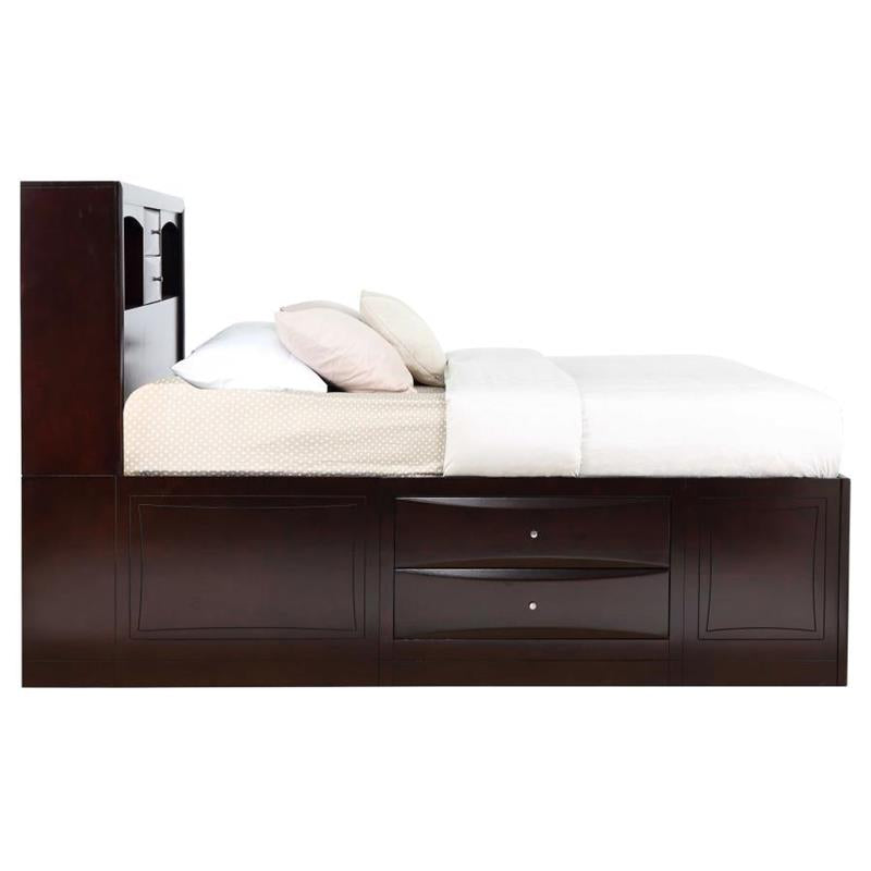 Phoenix Bedroom Set with Bookcase Headboard Deep Cappuccino (200409Q-S5)