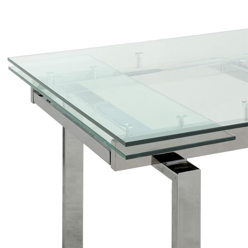 Wexford Glass Top Dining Table with Extension Leaves Chrome (106281)