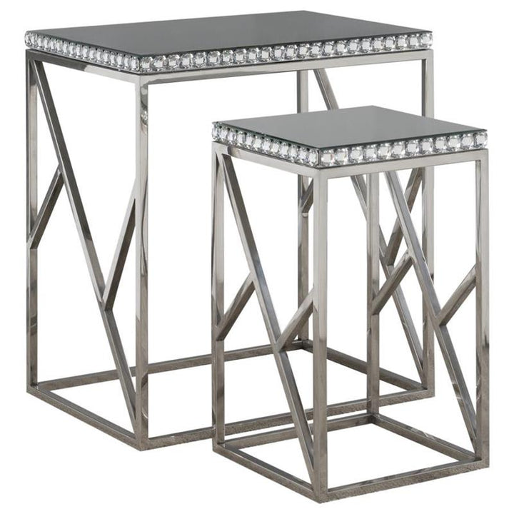 Betsy 2-piece Mirror Top Nesting Tables Silver (930226)