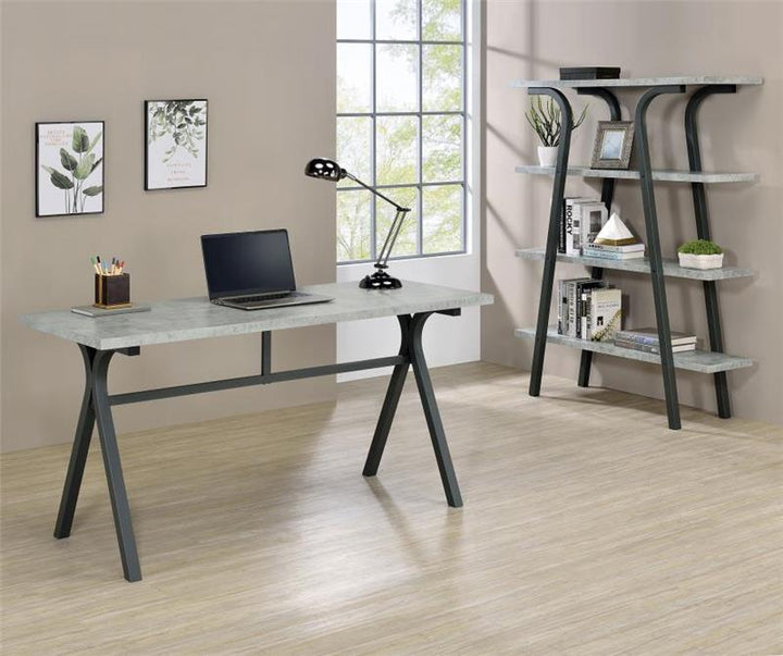 Tatum Rectangular Writing Desk Cement and Gunmetal (805891)