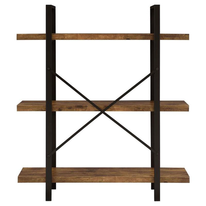 Cole 3-Shelf Bookcase Antique Nutmeg and Black (805805)