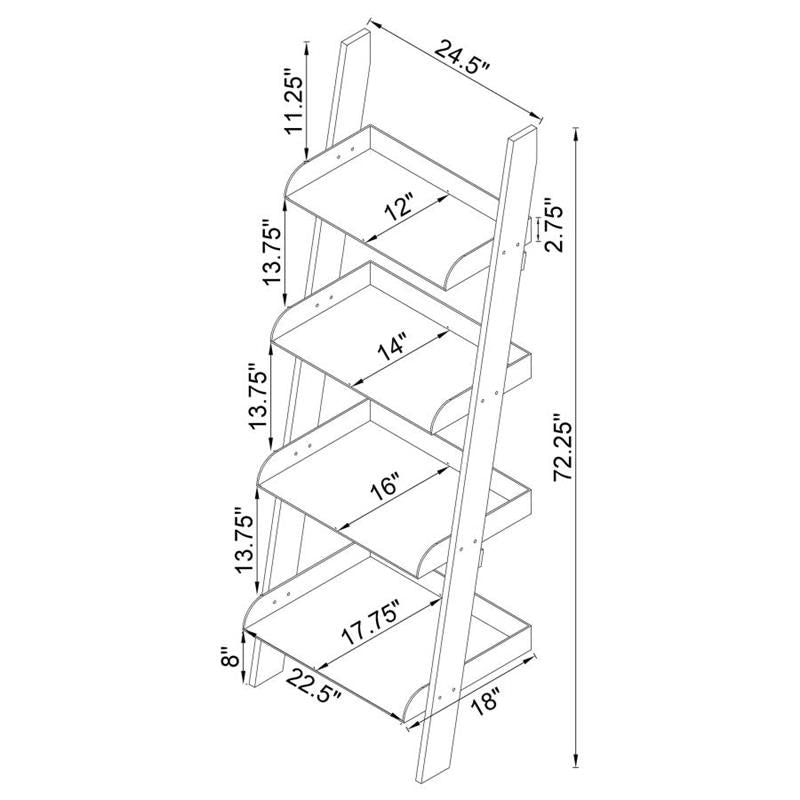 Amaturo 4-shelf Ladder Bookcase Clear (801553)