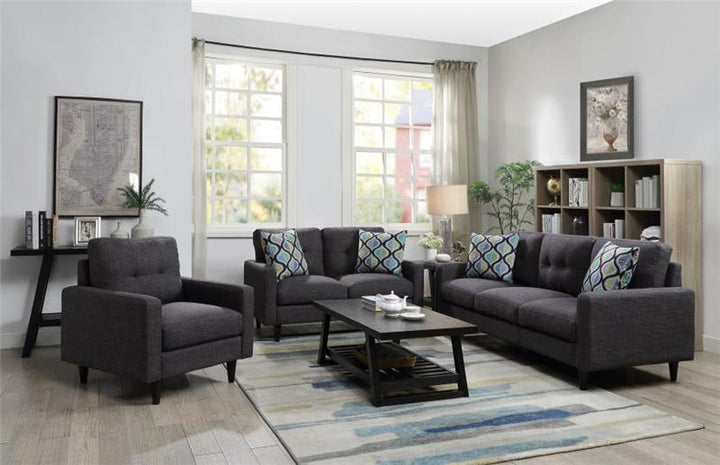 Watsonville 3-piece Cushion Back Living Room Set Grey (552001-S3)