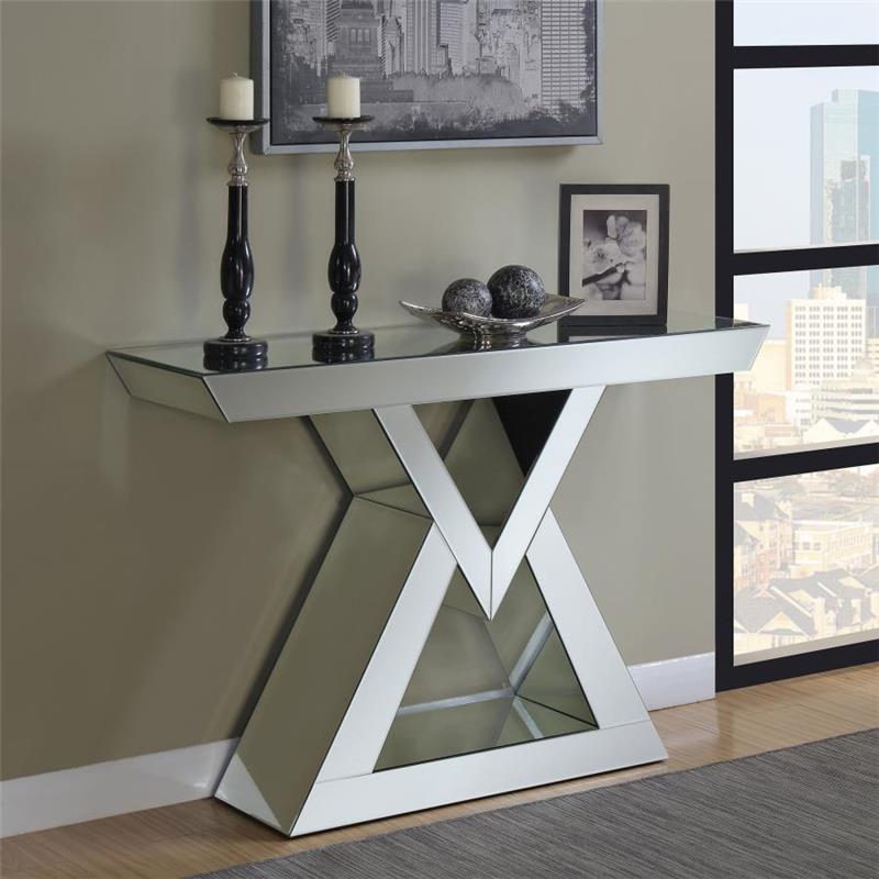 Cerecita Console Table with Triangle Base Clear Mirror (930009)