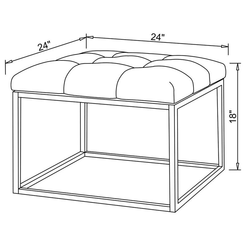 Swanson Upholstered Tufted Ottoman White and Chrome (500423)