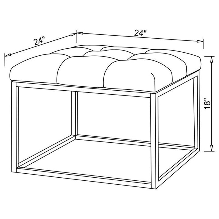 Swanson Upholstered Tufted Ottoman White and Chrome (500423)