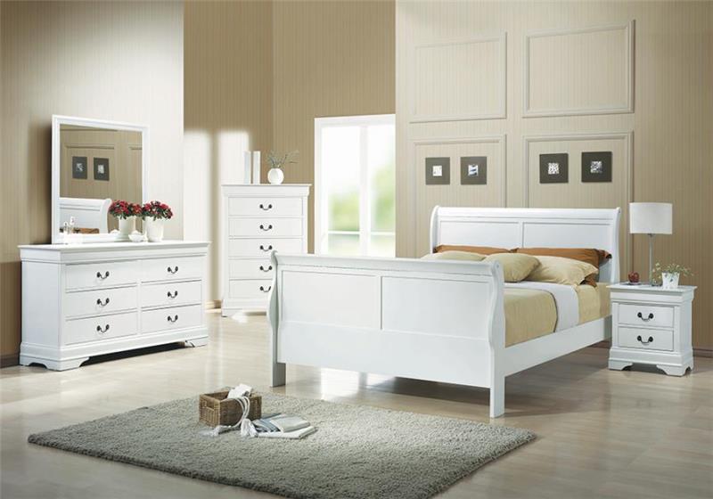 Louis Philippe Queen Sleigh Panel Bed White (204691Q)