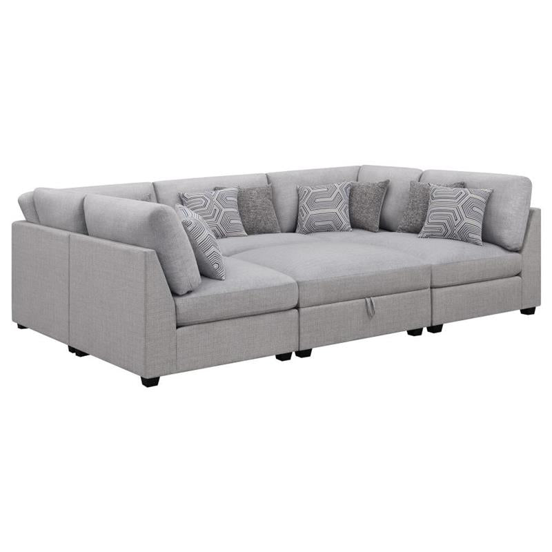 Cambria 6-piece Upholstered Modular Sectional Grey (551511-SET)