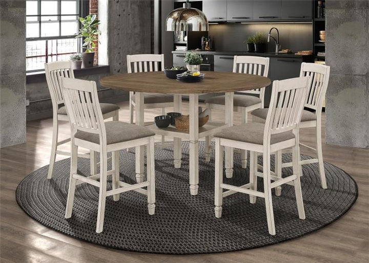 Sarasota 7-piece Counter Height Dining Set with Drop Leaf Nutmeg and Rustic Cream (192818-S7)