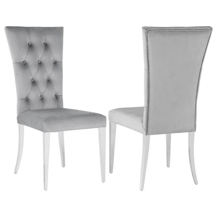 Kerwin Tufted Upholstered Side Chair (Set of 2) Grey and Chrome (111103)