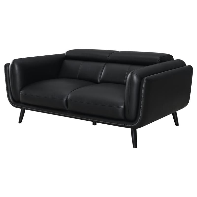 Shania Track Arms Loveseat with Tapered Legs Black (509922)