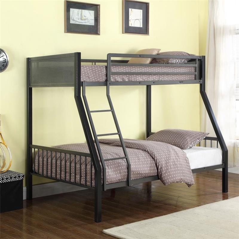 Meyers Twin Over Full Metal Bunk Bed Black and Gunmetal (460391)