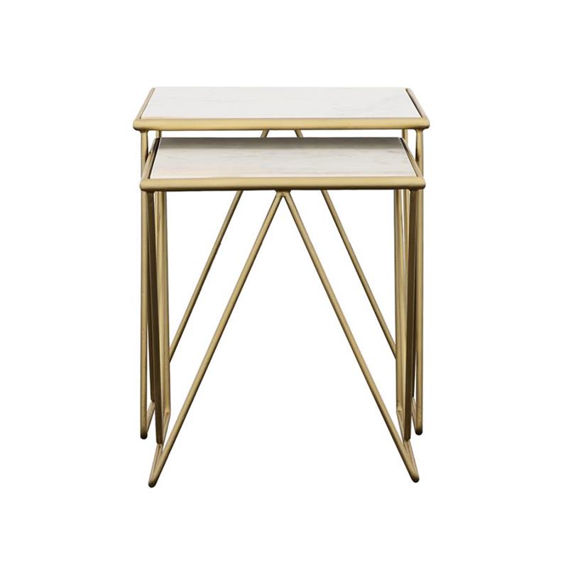 Bette 2-piece Nesting Table Set White and Gold (930075)