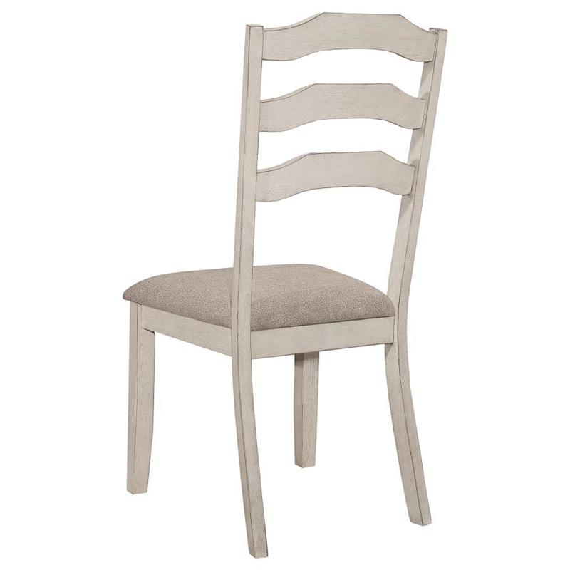 Ronnie Ladder Back Padded Seat Dining Side Chair Khaki and Rustic Cream (Set of 2) (108052)