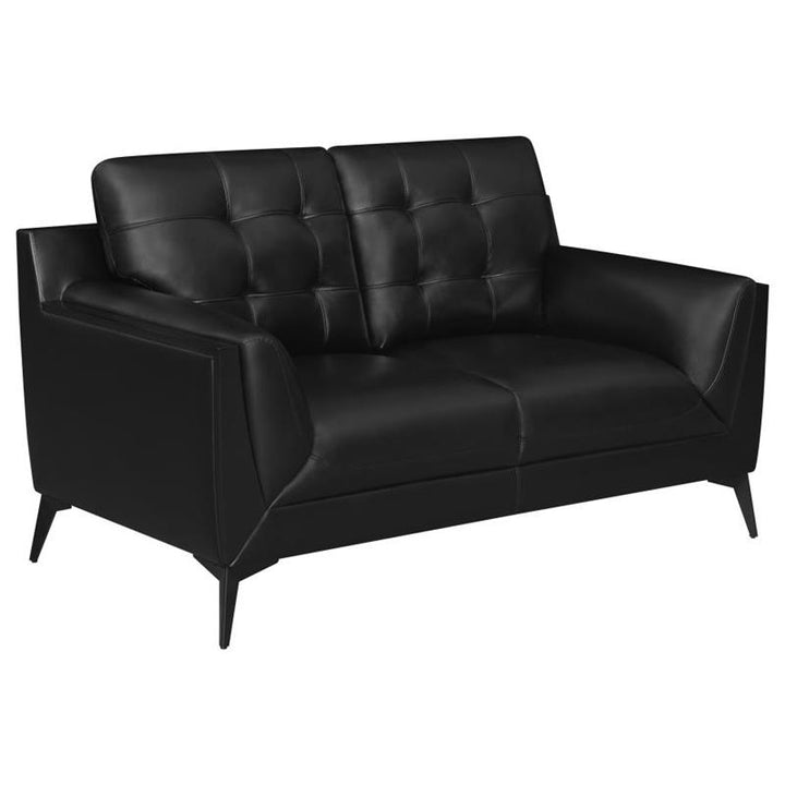 Moira Upholstered Tufted Living Room Set with Track Arms Black (511131-S3)