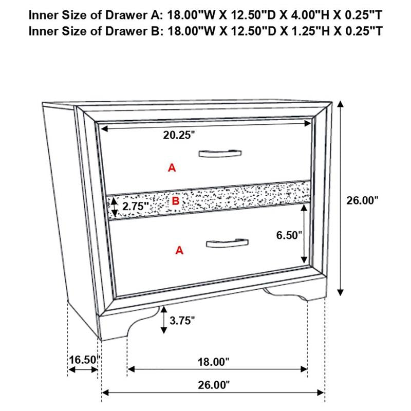 Miranda 2-drawer Nightstand Tray White (205112)