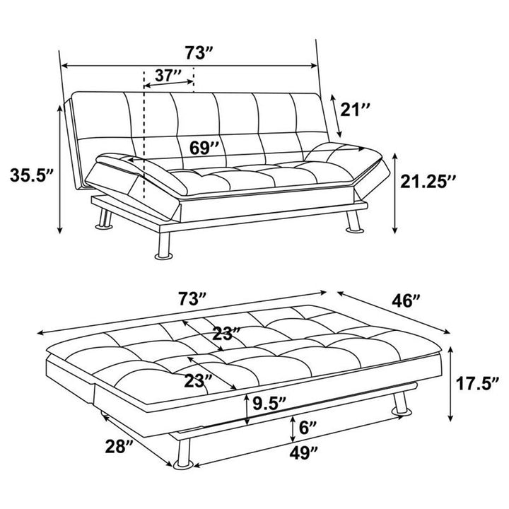 Dilleston Tufted Back Upholstered Sofa Bed Brown (300321)