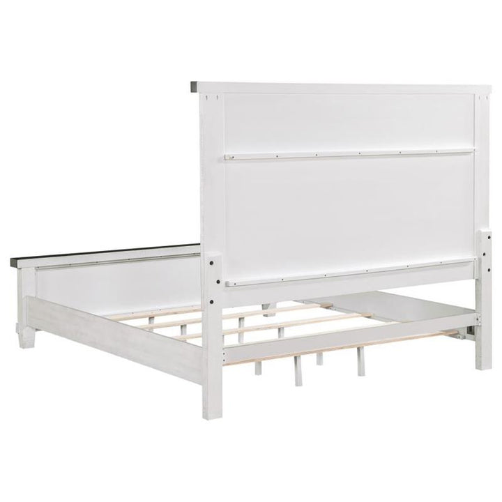 Lilith Queen Panel Bed Distressed Grey and White (224471Q)