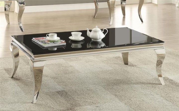 Luna Rectangular Coffee Table Chrome and Black (705018)