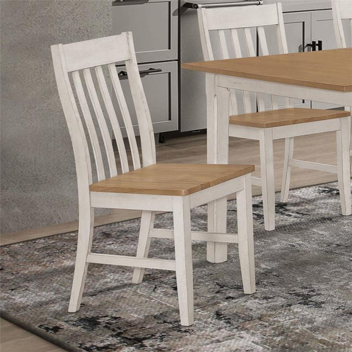 Kirby Slat Back Side Chair (Set of 2) Natural and Rustic Off White (192692)