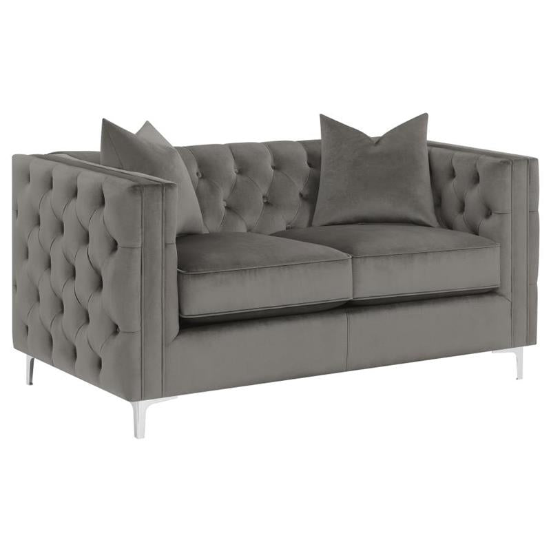 Phoebe 3-piece Tufted Tuxedo Arms Living Room Set Urban Bronze (509881-S3)