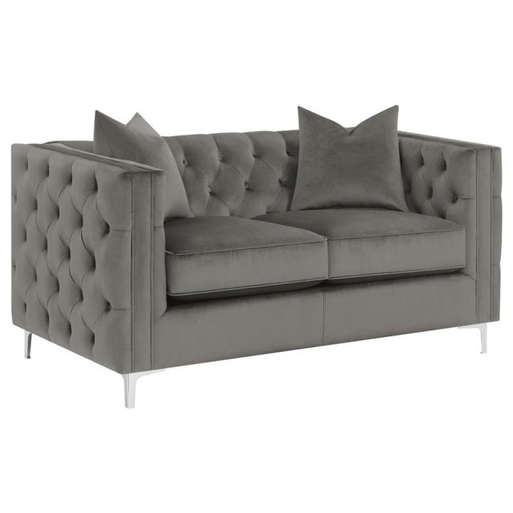 Phoebe 3-piece Tufted Tuxedo Arms Living Room Set Urban Bronze (509881-S3)