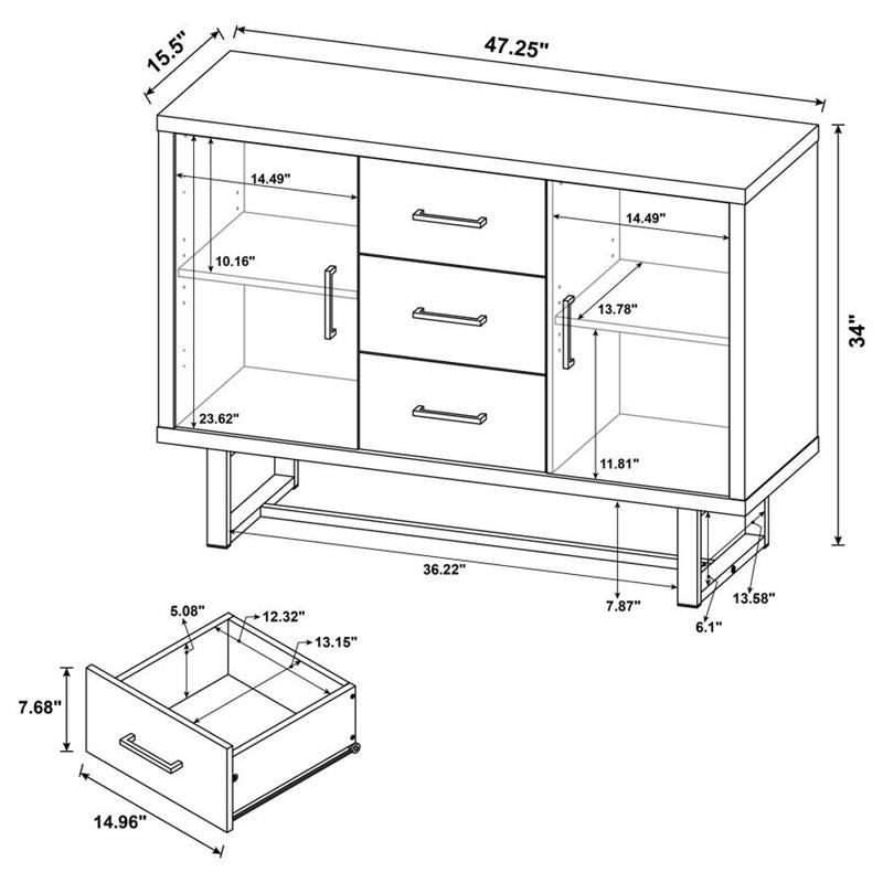 Abelardo 3-drawer Accent Cabinet Weathered Oak and Cement (953565)