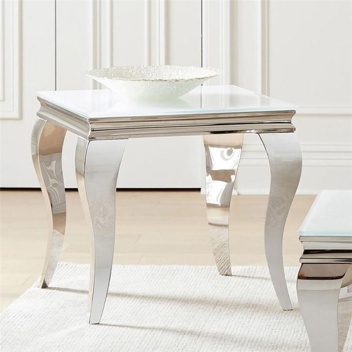 Luna Square End Table White and Chrome (707767)