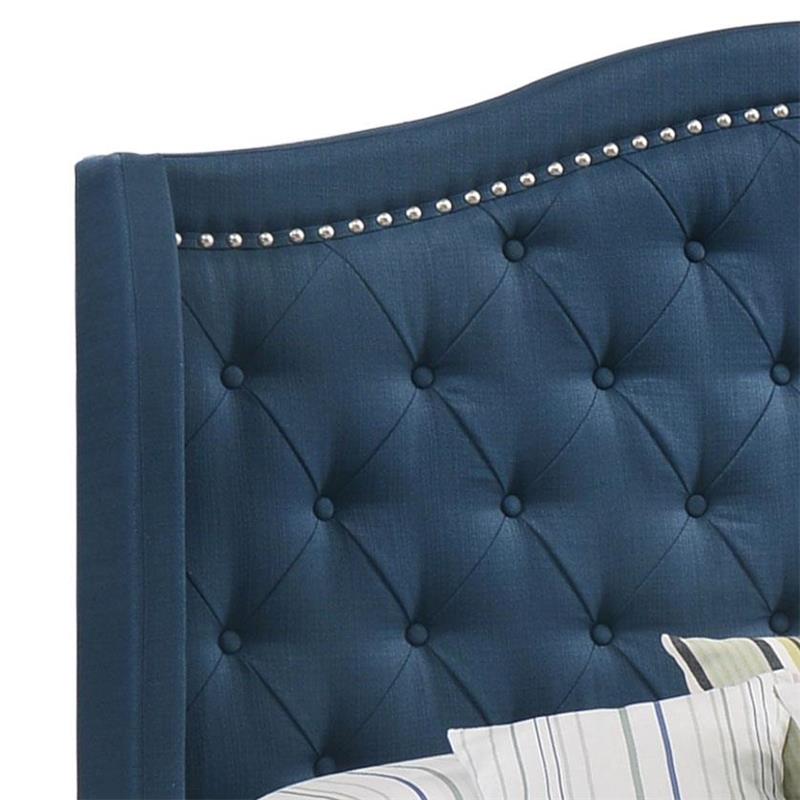 Sonoma Full Camel Headboard Bed with Nailhead Trim Blue (310071F)