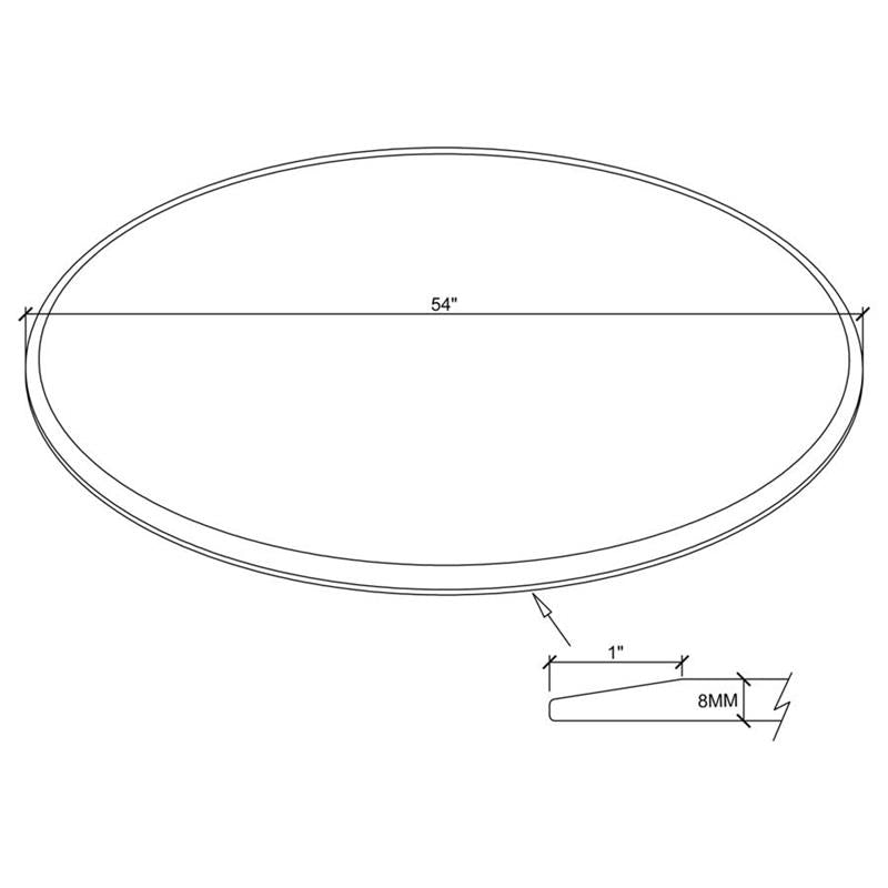 54" 8mm Round Glass Top Clear (CB54RD-8)