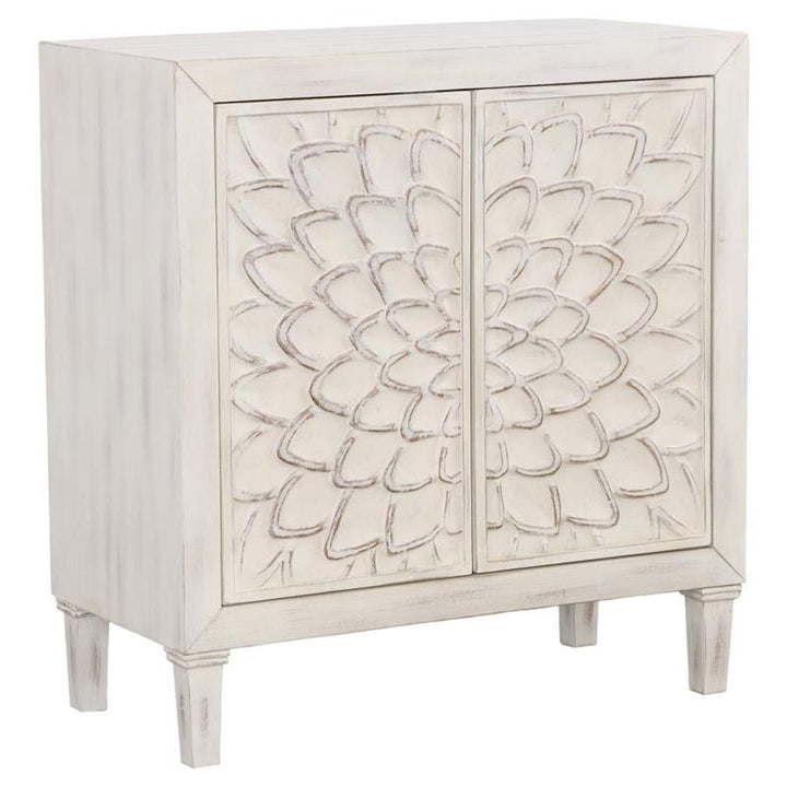 Clarkia Accent Cabinet with Floral Carved Door White (953347)