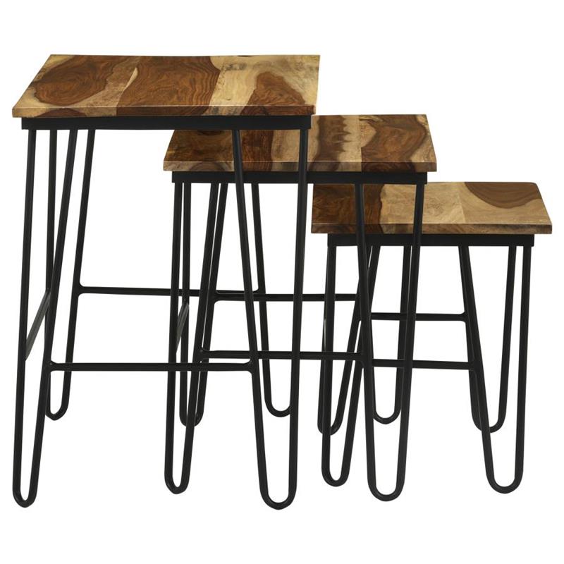 Nayeli 3-piece Nesting Table with Hairpin Legs Natural and Black (935981)