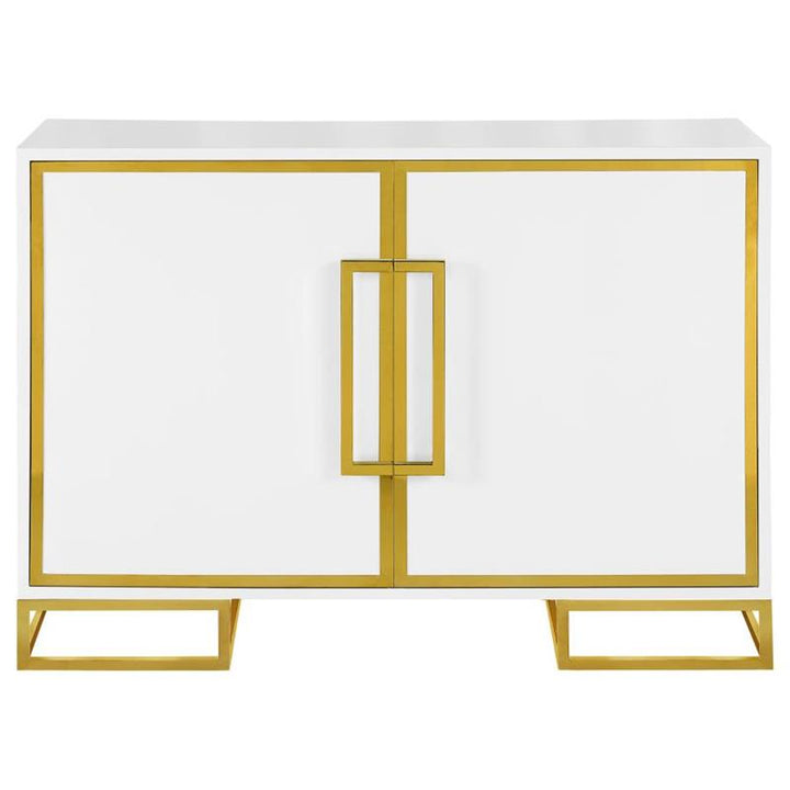 Elsa 2-door Accent Cabinet with Adjustable Shelves White and Gold (959594)