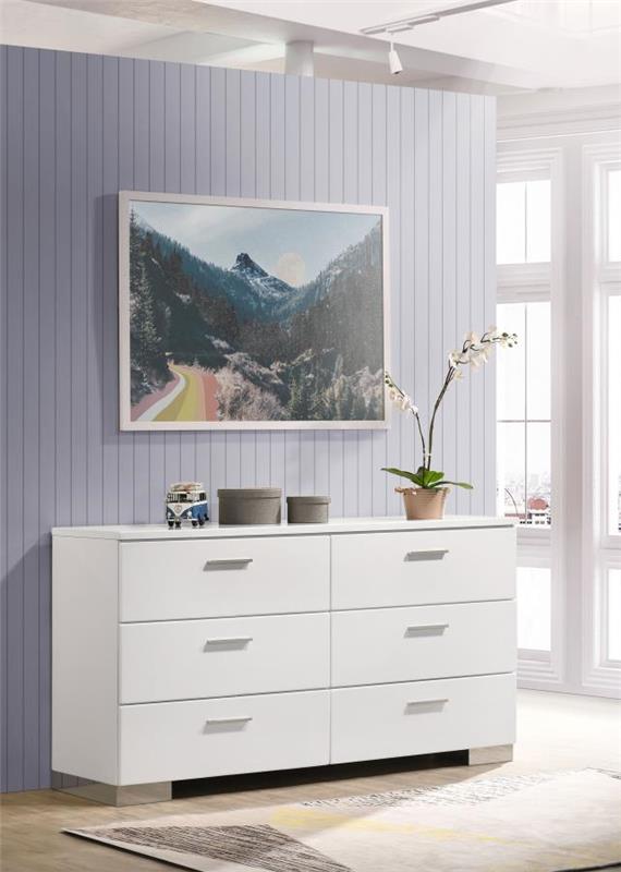 Felicity 6-drawer Dresser Glossy White (203503)