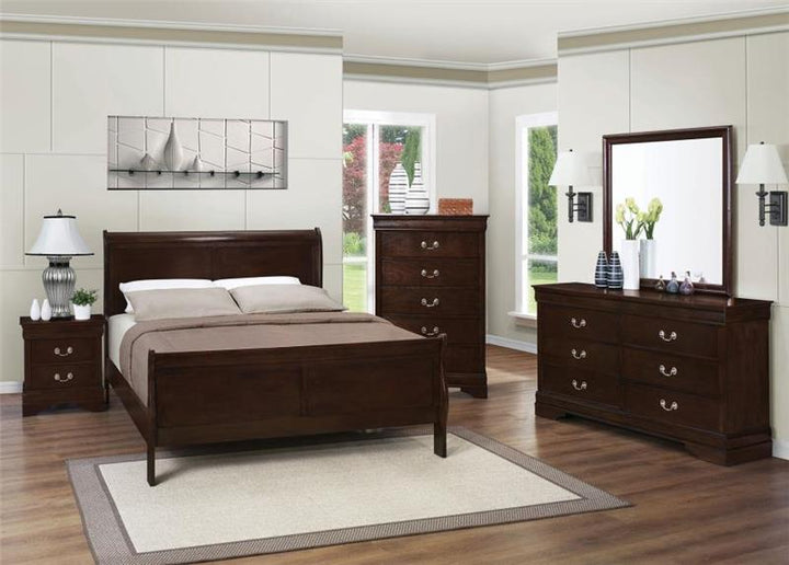 Louis Philippe Full Panel Sleigh Bed Cappuccino (202411F)