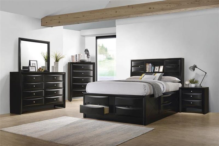 Briana Storage Bedroom Set with Bookcase Headboard Black (202701KW-S4)