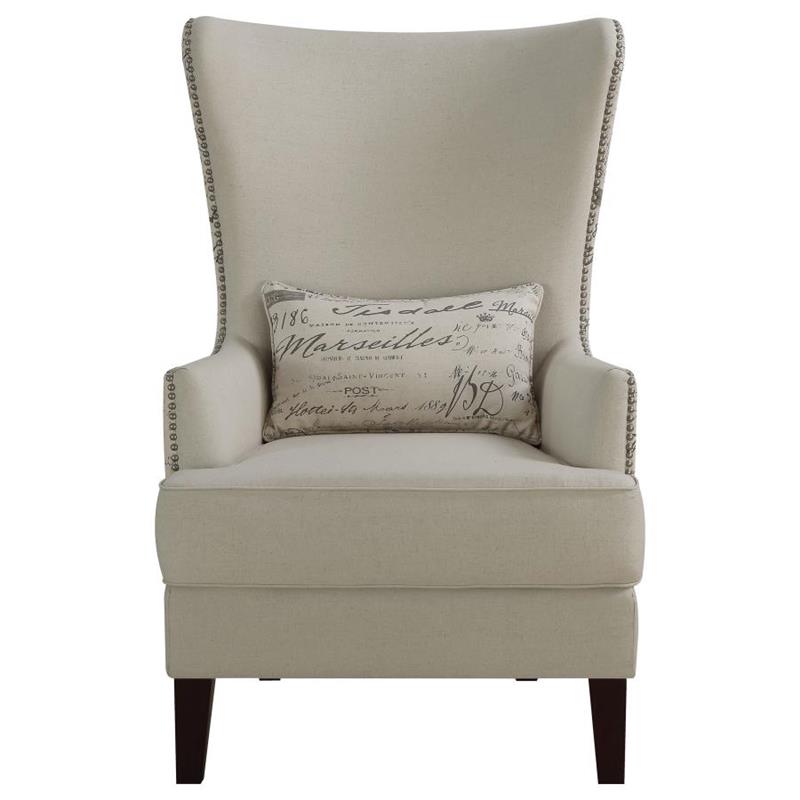 Pippin Curved Arm High Back Accent Chair Cream (904047)