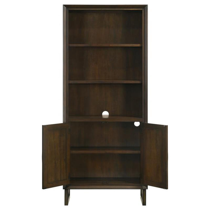 Marshall 5-shelf Bookcase With Storage Cabinet Dark Walnut and Gunmetal (881296)