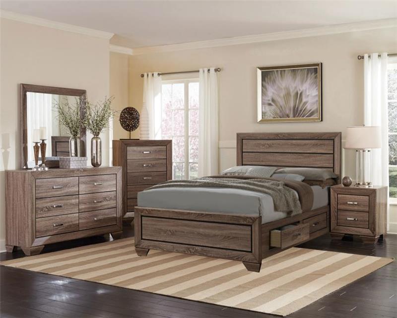 Kauffman Queen Storage Bed Washed Taupe (204190Q)
