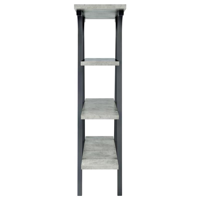 Tatum 4-tier Rectangular Bookcase Cement and Gunmetal (805893)